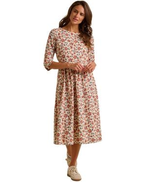 Brakeburn Beech 3/4 Sleeve Waist Tie Midi Dress - Brown
