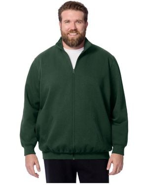 Kingsize Reverse Weave Zip Up Jacket - Green
