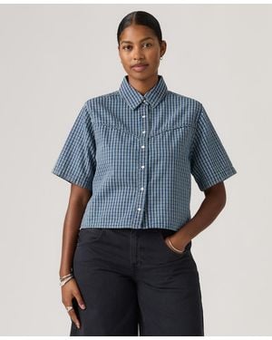 Levi's Short-sleeve Cropped-fit Denim Shirt - Blue