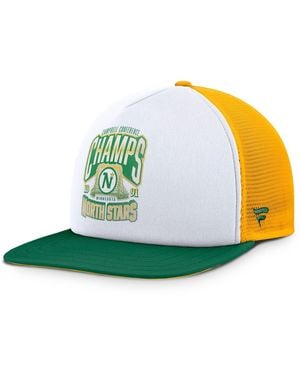 Fanatics White/green Minnesota North Stars Decades Collection Foam Front Snapback Hat