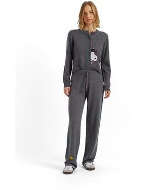 Chinti & Parker Wool-cashmere Peanuts Stripe Wide Leg Track Pants - Blue