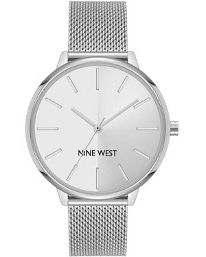 Nine West Sunray Dial Mesh Bracelet Watch - Gray