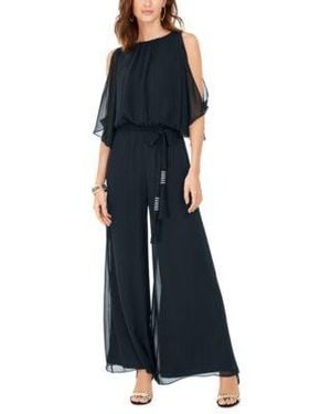 Msk Cold Shoulder Wide Leg Jumpsuit - Blue