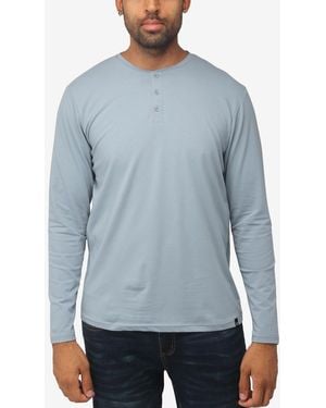 Xray Jeans X-ray Soft Stretch Henley Neck Long Sleeve T-shirt - Blue
