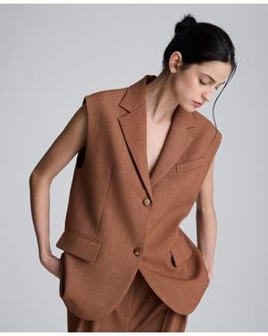 Kenneth Cole Oversized Sleeveless Vest - Brown
