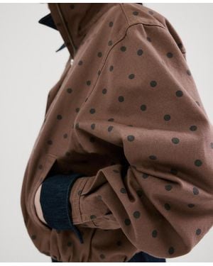 Mango Polka-dot Denim Bomber Jacket - Brown