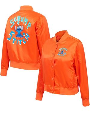 FREEZE MAX Lilo And Stitch Scrump Stitch Full-snap Satin Jacket - Orange