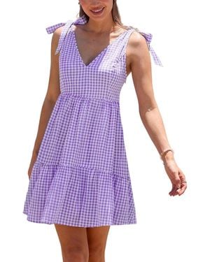 CUPSHE Blackberry Jam Gingham Mini Beach Dress - Purple