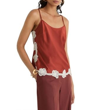 Reiss Doa Floral-lace Scoop Neck Cami Top - Red