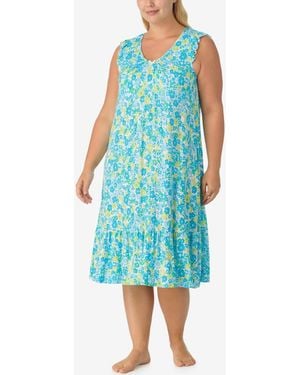 Ellen Tracy Plus Size Short-sleeve Soft Bra Midi Jersey Nightgown - Blue