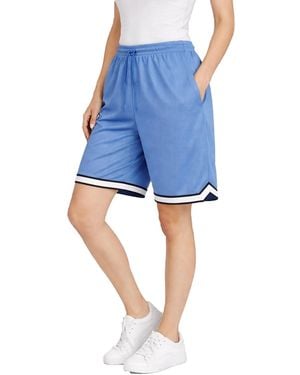 Jump Start Loose Fit Premium Active Moisture Wicking Workout Mesh Shorts With Trim - Blue