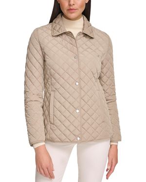 Calvin Klein Collared Quilted Coat - Natural