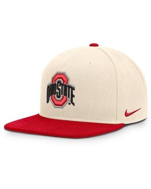 Nike And Natural/scarlet Ohio State Buckeyes Campus Prep Snapback Hat - White