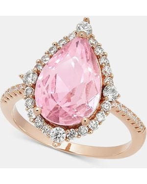 Charter Club Pink Crystal Pear Halo Ring