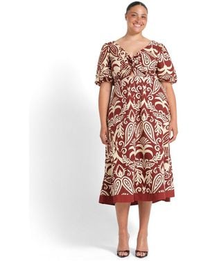 Estelle Aurela Cotton Print Twist Midi Dress - White