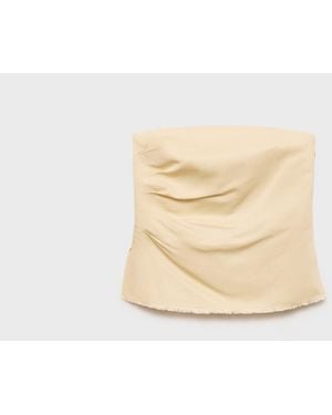Mango Strapless Linen-blend Top - White