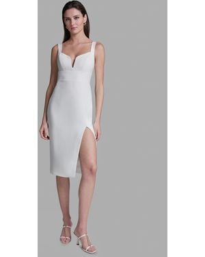 BCBGMAXAZRIA Deep V-neck Sheath Midi Dress - Gray
