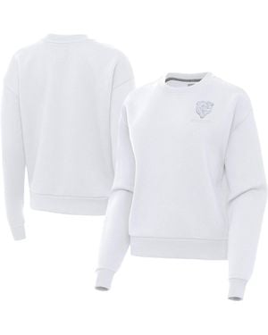 Antigua Chicago Bears Victory Crew Heavyweight Pullover Sweatshirt - White