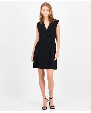 Sam Edelman Sleeveless Pleated Blazer Dress - Black