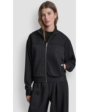 DKNY Full-zip Pinstripe Track Jacket - Black