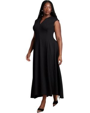 Eloquii Notch Seam Detail Ponte Dress - Black