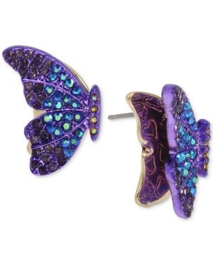 Betsey Johnson Two-tone Pave Butterfly Stud Earrings - Purple