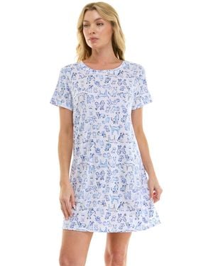 Jaclyn Intimates Relaxed Short-sleeve Sleep Shirt - Blue