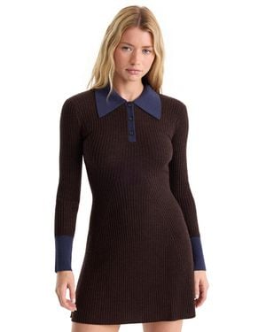 GOOD AMERICAN Collared Long-sleeve Sweater Dress - Black
