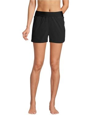 Lands' End 3" Quick Dry Elastic Waist Board Shorts Swim Cover-up Shorts - Black
