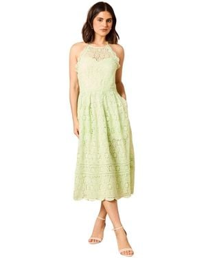 Oasis Lace Detail Halterneck Midi Dress - Green