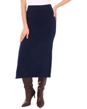 1.STATE Side Slit Pencil Midi Skirt - Blue