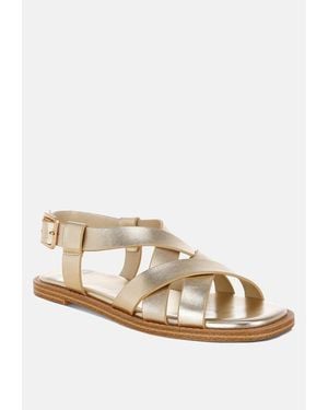 Rag & Co Doata Metallic Genuine Leather Buckled Flats