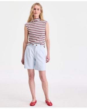 On 34th High-rise Linen-blend Bermuda Shorts - White