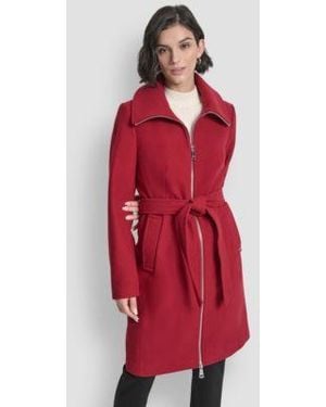 DKNY Collared Neck Belted Coat P Xs Xxl