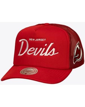 Mitchell & Ness New Jersey Devils Head Coach Trucker Adjustable Hat - Red