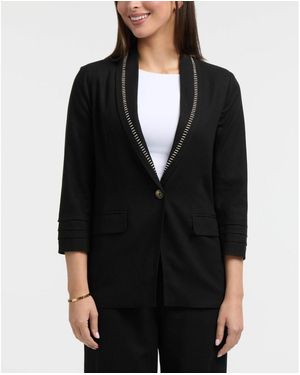 Ellen Tracy Tailored Linen-blend Blazer - Black