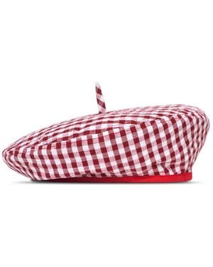 BrunnaCo Simone Gingham Beret Hat In - Red