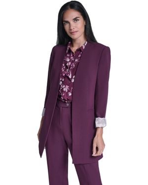 Calvin Klein Open Front Topper Collarless Shoulder-padded Jacket - Purple