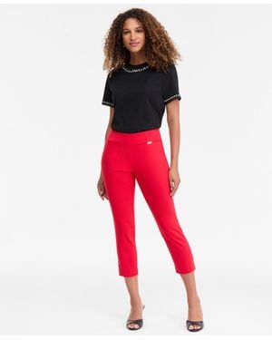 INC International Concepts Tummy-control Pull-on Capri Pants - Red