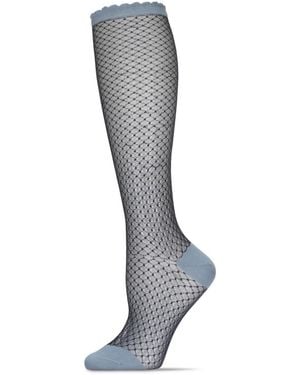 Memoi Diamond Trellis Knee High Socks - Gray
