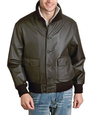 Landing Leathers Men A-1 Leather Flight Bomber Jacket - Gray