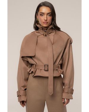 JLUXLABEL Latte Cropped Jacket - Brown