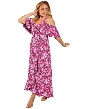 June + Vie June + Vie June + Vie Cold-shoulder Faux-wrap Maxi Dress - Pink