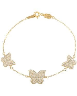 SUZY LEVIAN NEW YORK Suzy Levian Sterling Silver Cubic Zirconia Puffed Butterfly Station Bracelet - White