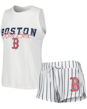 Concepts Sport Boston Red Sox Reel Pinstripe Tank Top Shorts Sleep Set - White