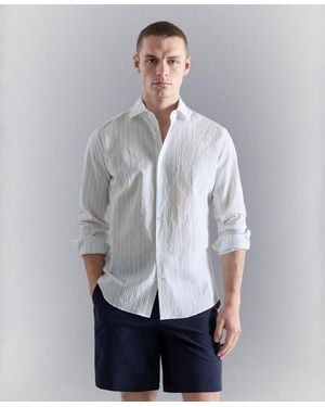 Mango Wrinkled-effect Pinstripe Shirt - Gray