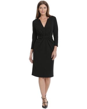 Maggy London 3/4-sleeve Tuxedo Belted Waist Dress - Black