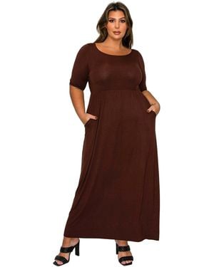 L I V D Plus Size Eva Pocket Maxi Dress - Brown