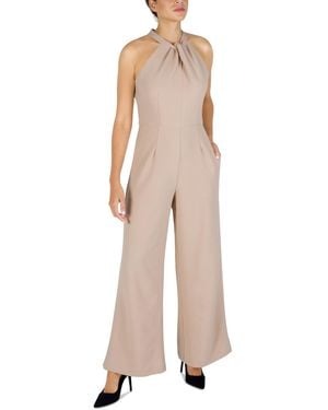 Julia Jordan Twist-front Halter Jumpsuit - Natural