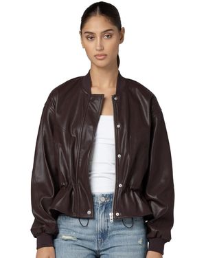 Blank NYC Overdrive Collarless Peplum Jacket - Brown